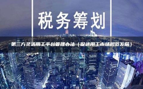 第三方灵活用工平台管理办法（促进用工市场规范发展）