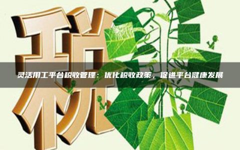 灵活用工平台税收管理：优化税收政策，促进平台健康发展