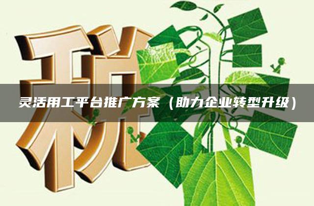 灵活用工平台推广方案（助力企业转型升级）