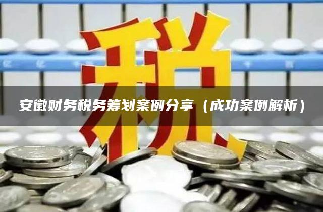 安徽财务税务筹划案例分享（成功案例解析）