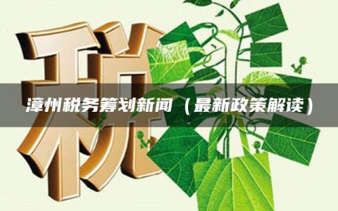 漳州税务筹划新闻（最新政策解读）