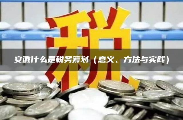 安徽什么是税务筹划（意义、方法与实践）