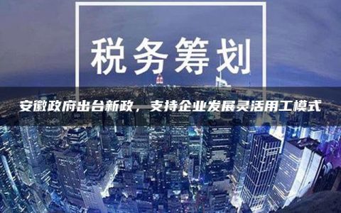 安徽政府出台新政，支持企业发展灵活用工模式