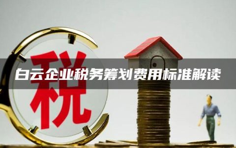 白云企业税务筹划费用标准解读