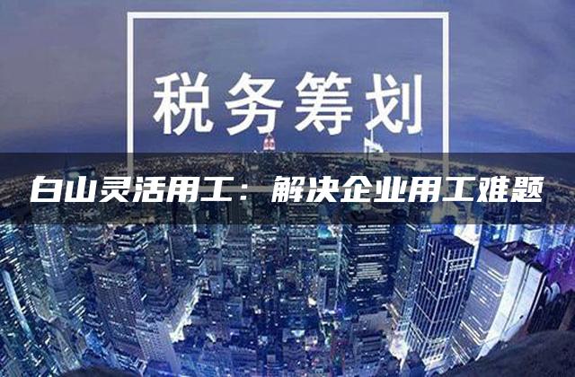 白山灵活用工：解决企业用工难题