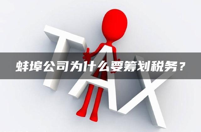 蚌埠公司为什么要筹划税务？