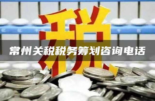 常州关税税务筹划咨询电话