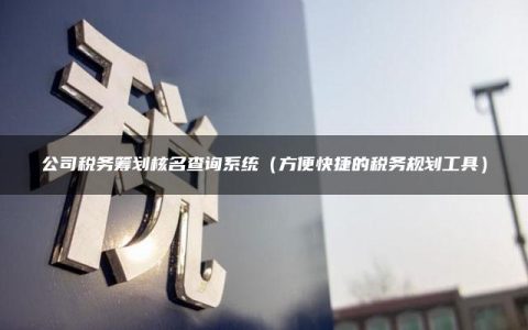 公司税务筹划核名查询系统（方便快捷的税务规划工具）