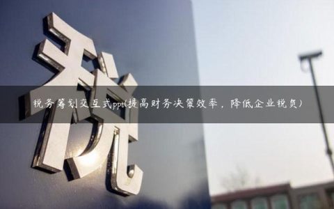 税务筹划交互式ppt(提高财务决策效率，降低企业税负)