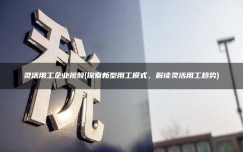 灵活用工企业视频(探索新型用工模式，解读灵活用工趋势)