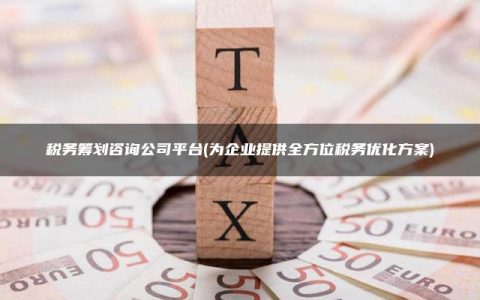 税务筹划咨询公司平台(为企业提供全方位税务优化方案)