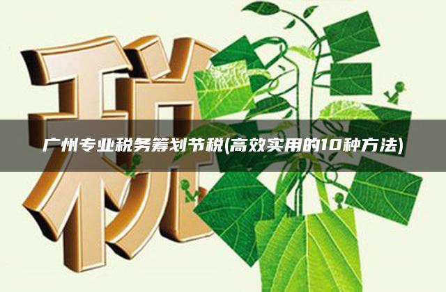 广州专业税务筹划节税(高效实用的10种方法)