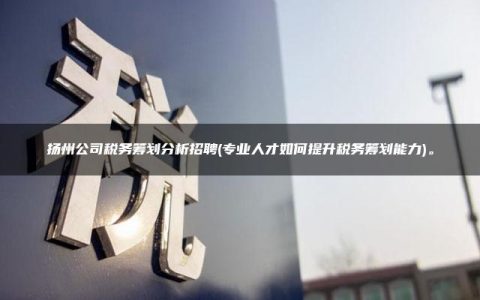 扬州公司税务筹划分析招聘(专业人才如何提升税务筹划能力)。