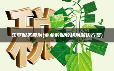 乐亭税务筹划(专业的税收规划解决方案)