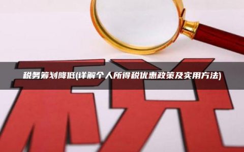 税务筹划降低(详解个人所得税优惠政策及实用方法)