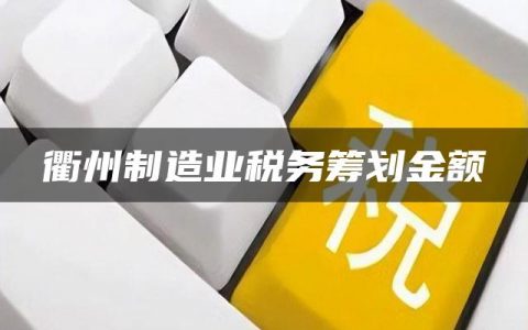 衢州制造业税务筹划金额