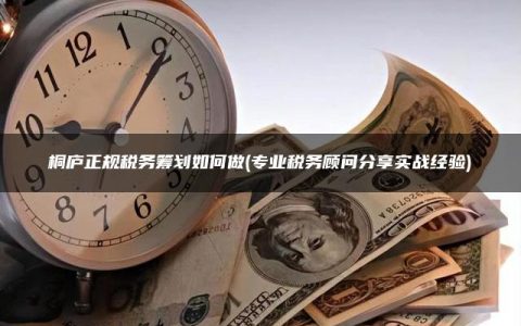 桐庐正规税务筹划如何做(专业税务顾问分享实战经验)