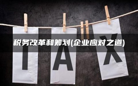 税务改革和筹划(企业应对之道)