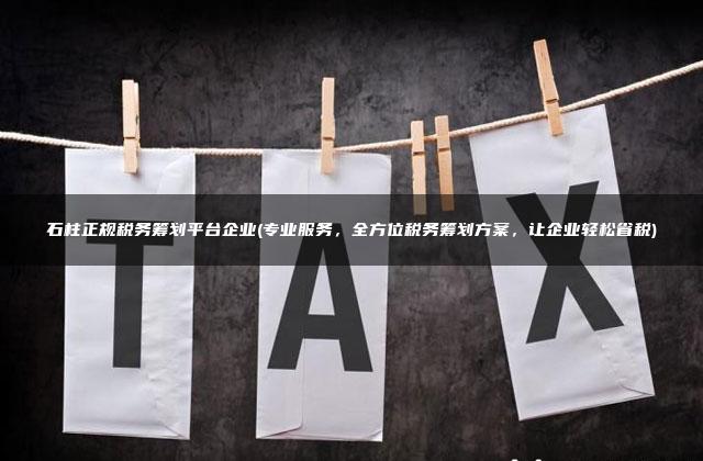 石柱正规税务筹划平台企业(专业服务，全方位税务筹划方案，让企业轻松省税)