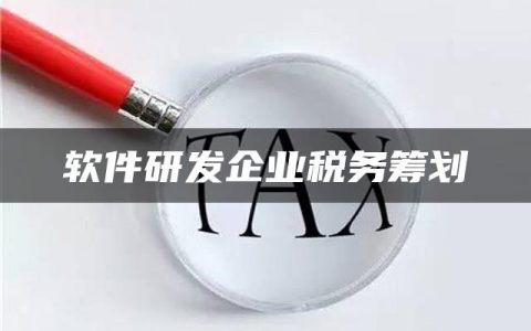 软件研发企业税务筹划