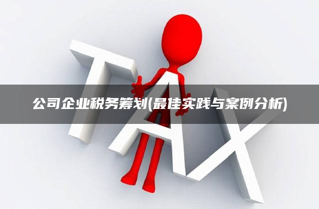 公司企业税务筹划(最佳实践与案例分析)