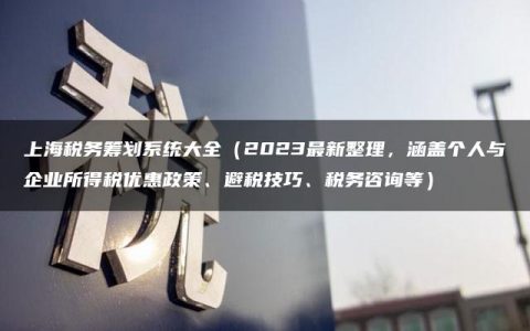 上海税务筹划系统大全（2023最新整理，涵盖个人与企业所得税优惠政策、避税技巧、税务咨询等）