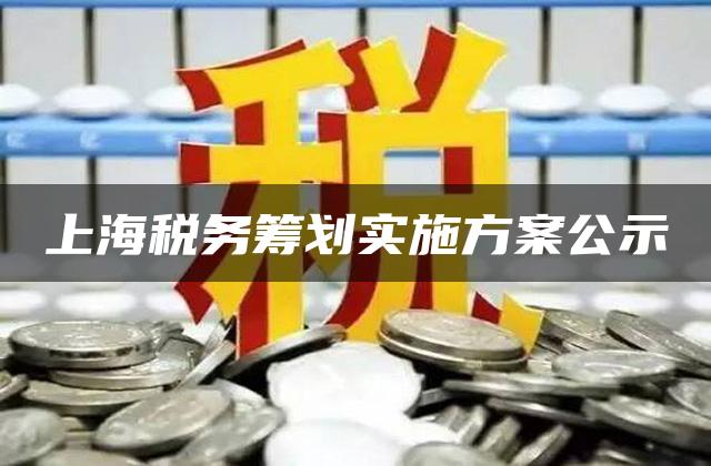 上海税务筹划实施方案公示