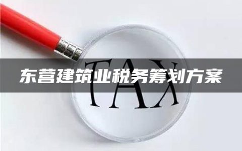 东营建筑业税务筹划方案