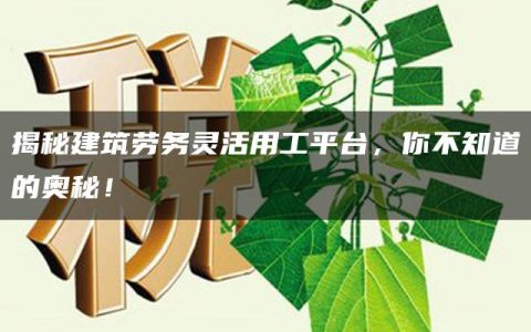 揭秘建筑劳务灵活用工平台，你不知道的奥秘！