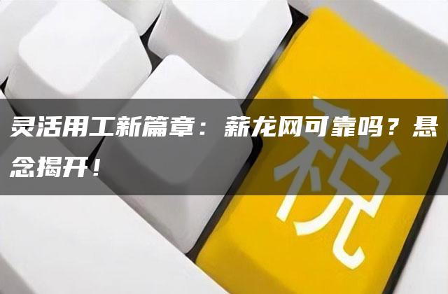 灵活用工新篇章：薪龙网可靠吗？悬念揭开！