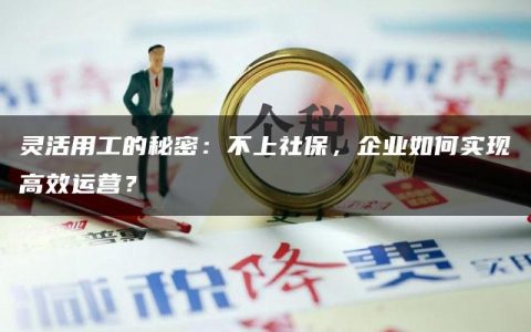 灵活用工的秘密：不上社保，企业如何实现高效运营？