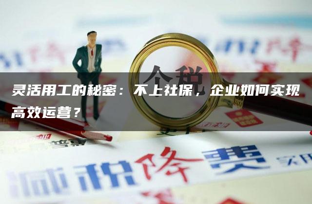 灵活用工的秘密：不上社保，企业如何实现高效运营？