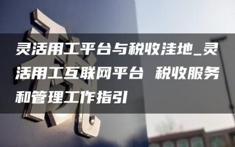 灵活用工平台与税收洼地_灵活用工互联网平台 税收服务和管理工作指引