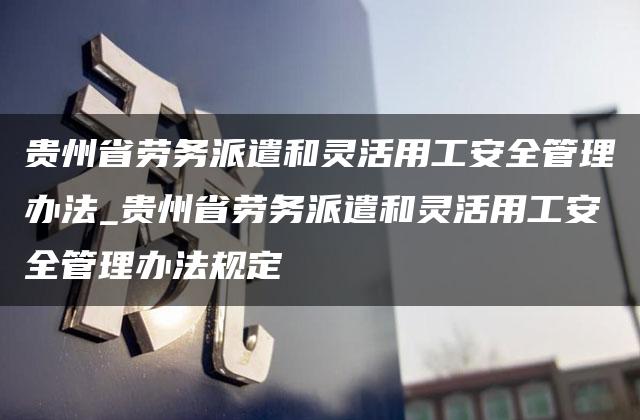 贵州省劳务派遣和灵活用工安全管理办法_贵州省劳务派遣和灵活用工安全管理办法规定