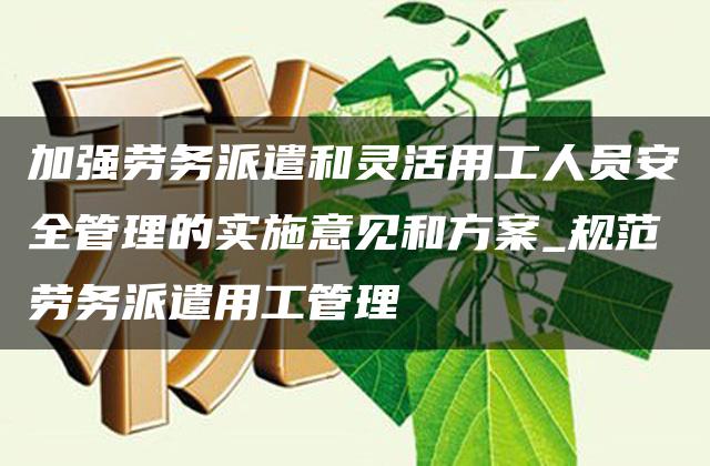 加强劳务派遣和灵活用工人员安全管理的实施意见和方案_规范劳务派遣用工管理