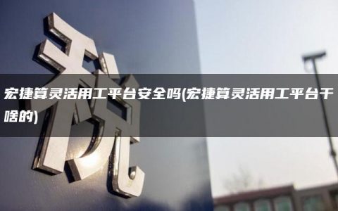 宏捷算灵活用工平台安全吗(宏捷算灵活用工平台干啥的)