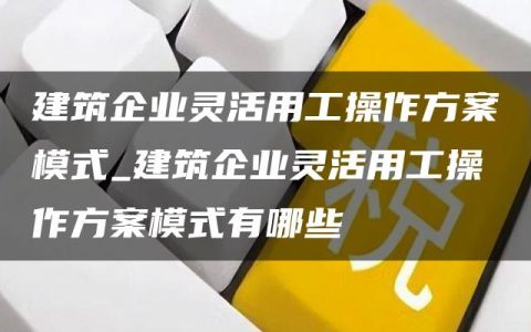 建筑企业灵活用工操作方案模式_建筑企业灵活用工操作方案模式有哪些