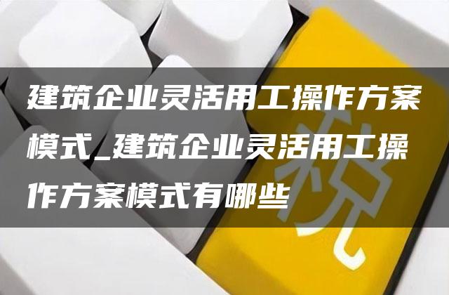 建筑企业灵活用工操作方案模式_建筑企业灵活用工操作方案模式有哪些