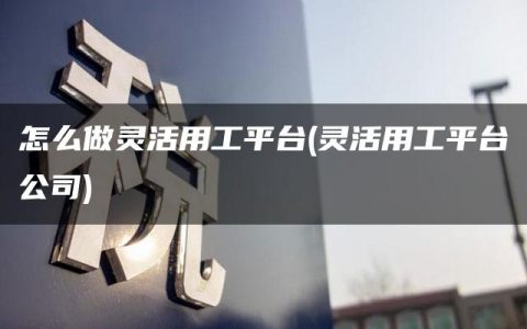 怎么做灵活用工平台(灵活用工平台公司)