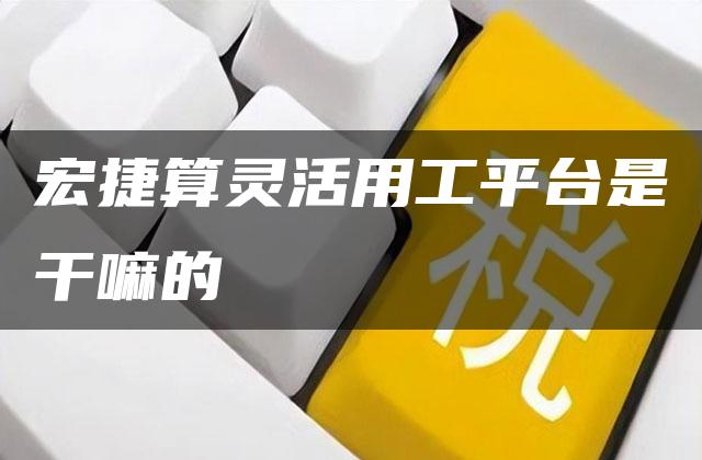 宏捷算灵活用工平台是干嘛的