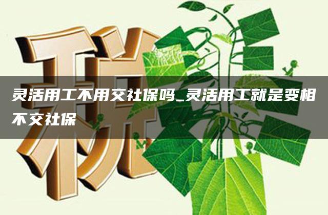 灵活用工不用交社保吗_灵活用工就是变相不交社保