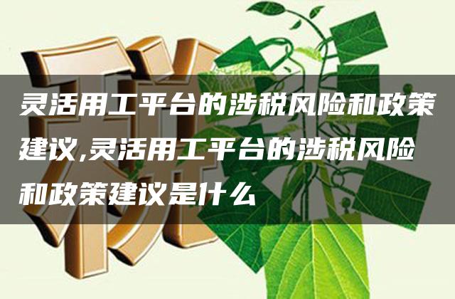 灵活用工平台的涉税风险和政策建议,灵活用工平台的涉税风险和政策建议是什么