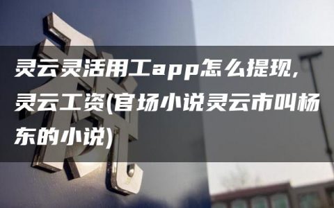 灵云灵活用工app怎么提现,灵云工资(官场小说灵云市叫杨东的小说)