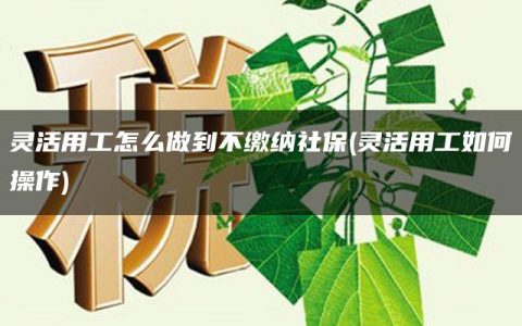 灵活用工怎么做到不缴纳社保(灵活用工如何操作)