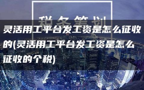 灵活用工平台发工资是怎么征收的(灵活用工平台发工资是怎么征收的个税)