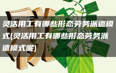 灵活用工有哪些形态劳务派遣模式(灵活用工有哪些形态劳务派遣模式呢)