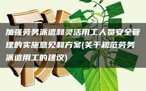 加强劳务派遣和灵活用工人员安全管理的实施意见和方案(关于规范劳务派遣用工的建议)