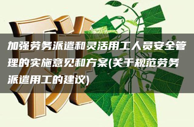 加强劳务派遣和灵活用工人员安全管理的实施意见和方案(关于规范劳务派遣用工的建议)