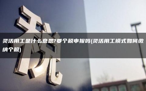 灵活用工是什么意思?要个税申报吗(灵活用工模式如何缴纳个税)