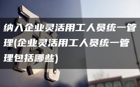 纳入企业灵活用工人员统一管理(企业灵活用工人员统一管理包括哪些)